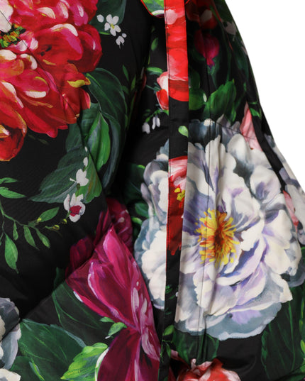 Dolce & Gabbana Multicolor Floral Hooded Puffer Coat Jacket