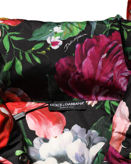 Dolce & Gabbana Multicolor Floral Hooded Puffer Coat Jacket