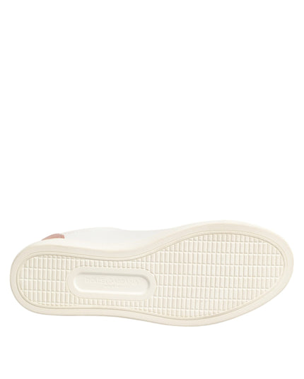 Dolce & Gabbana White Pink Leather Low Top Sneakers Shoes