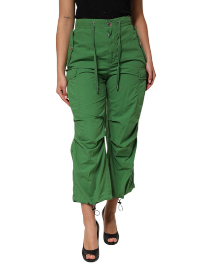 Dolce & Gabbana Green Cotton High Waist Cargo Trouser Pants
