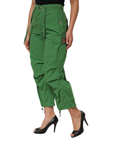 Dolce & Gabbana Green Cotton High Waist Cargo Trouser Pants