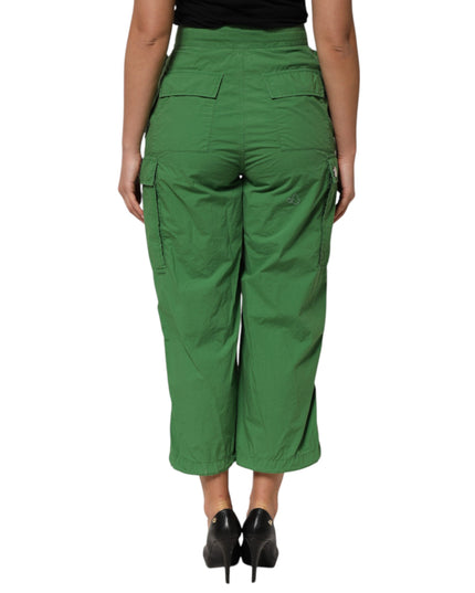 Dolce & Gabbana Green Cotton High Waist Cargo Trouser Pants
