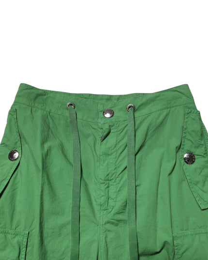 Dolce & Gabbana Green Cotton High Waist Cargo Trouser Pants