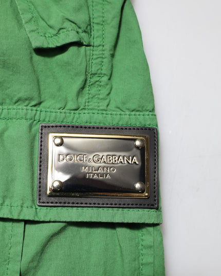 Dolce & Gabbana Green Cotton High Waist Cargo Trouser Pants