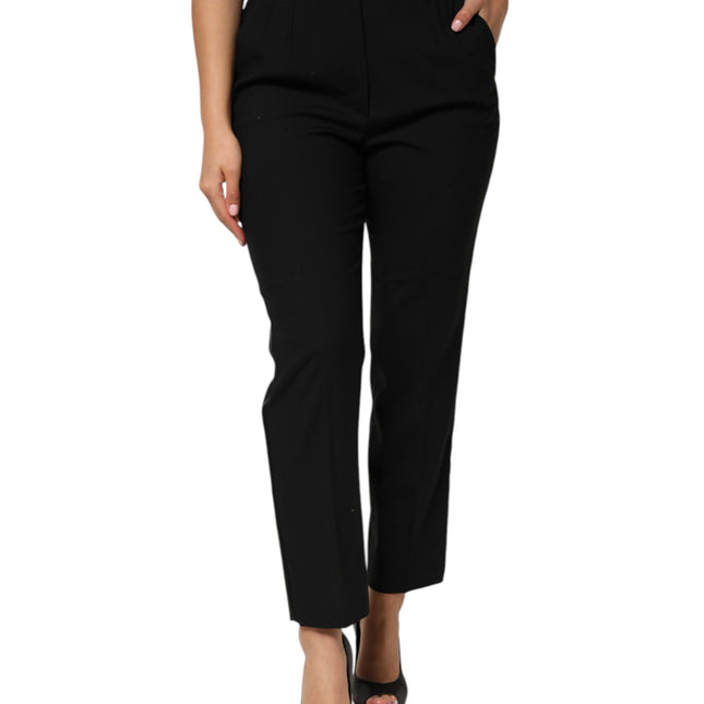 Dolce & Gabbana Black Wool HighWaist Tapered Trouser Pants