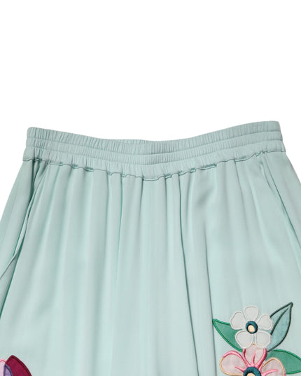 Dolce & Gabbana Green Floral Garterized Straight Pajama Pants