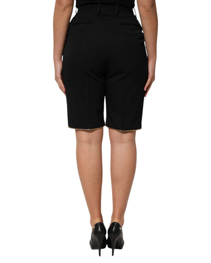 Dolce & Gabbana Black Zip Detailed Wool Straight Leg Pants