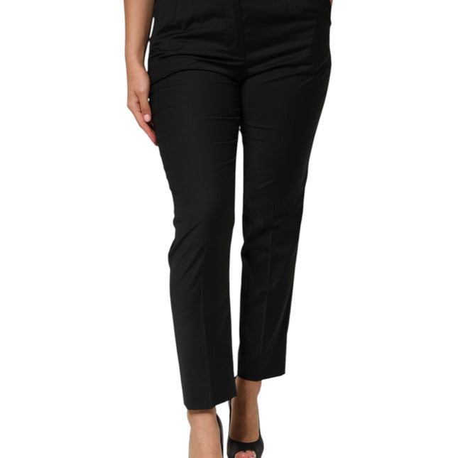 Dolce & Gabbana Black Polyester Tapered Women Trouser Pants