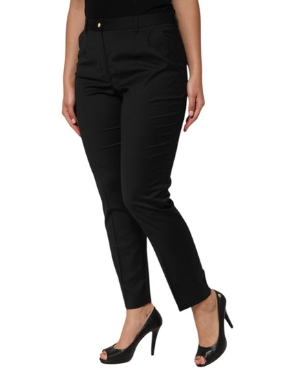 Dolce & Gabbana Black Polyester Tapered Women Trouser Pants