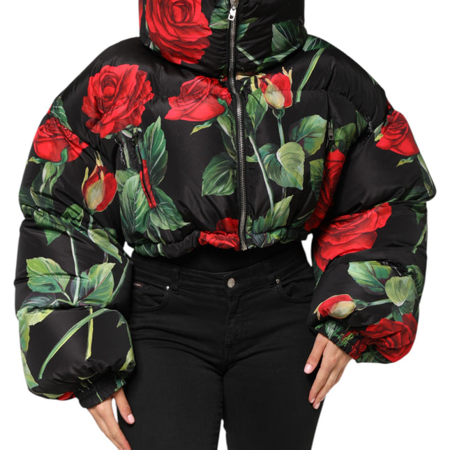 Dolce & Gabbana Multicolor Floral Puffer Coat Full Zip Jacket