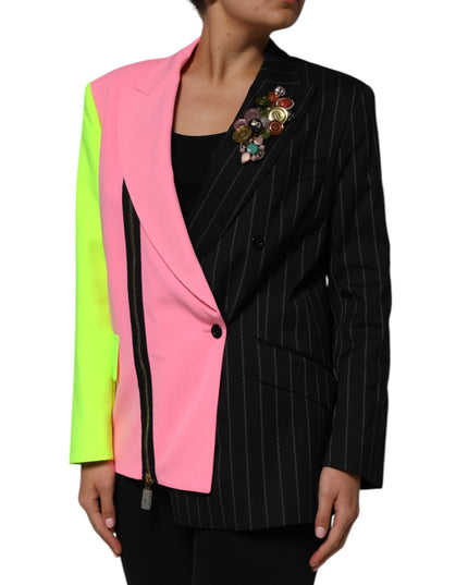 Dolce & Gabbana Multicolor Patchwork Embellished Coat Jacket