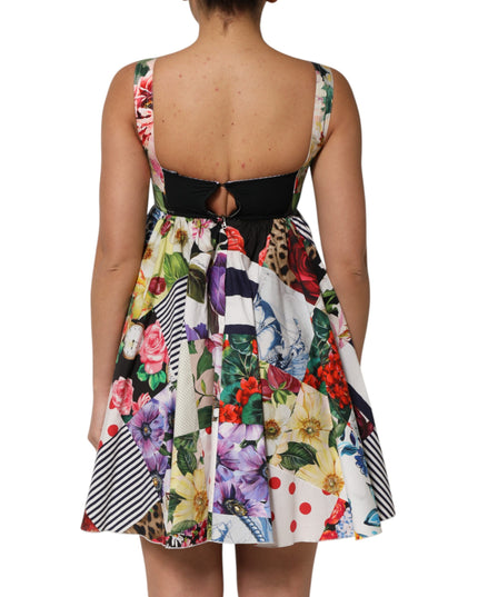 Dolce & Gabbana Multicolor Patchwork Cotton AlineMini Dress