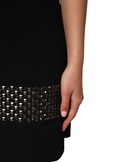 Dolce & Gabbana Black Crystal Embellished Collared Mini Dress