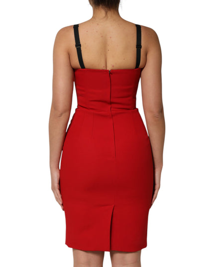 Dolce & Gabbana Red Stretch Bodycon Sheath Knee Length Dress