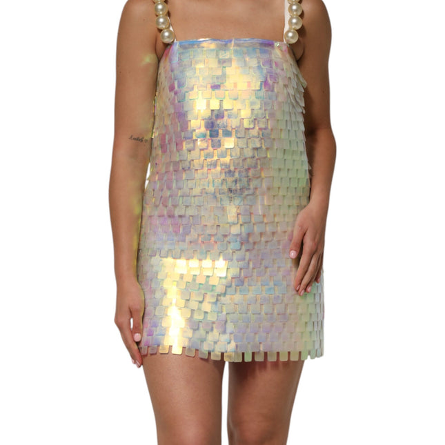 Dolce & Gabbana Multicolor Sequin Holographic Mini  Dress