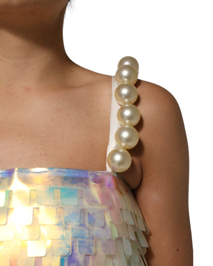 Dolce & Gabbana Multicolor Sequin Holographic Mini  Dress