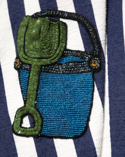 Dolce & Gabbana Blue White Striped Embroidered A-line Dress