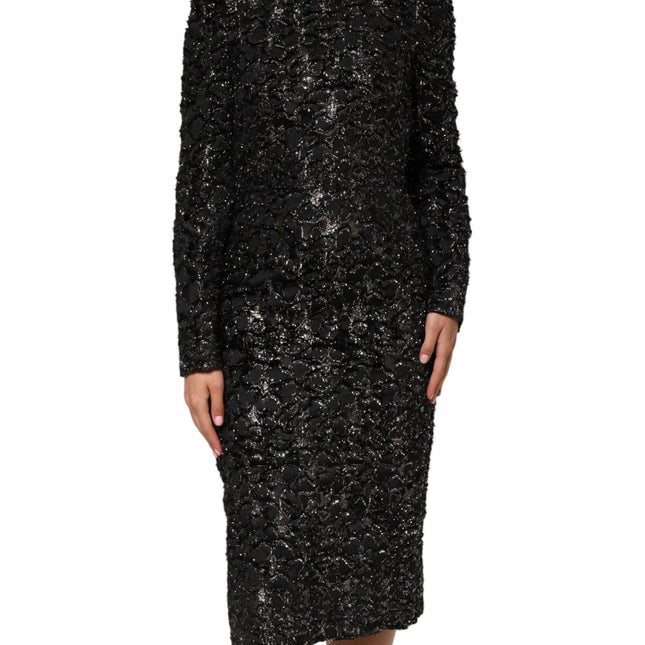 Dolce & Gabbana Black Sequin Bouclé Tweed Sheath Dress