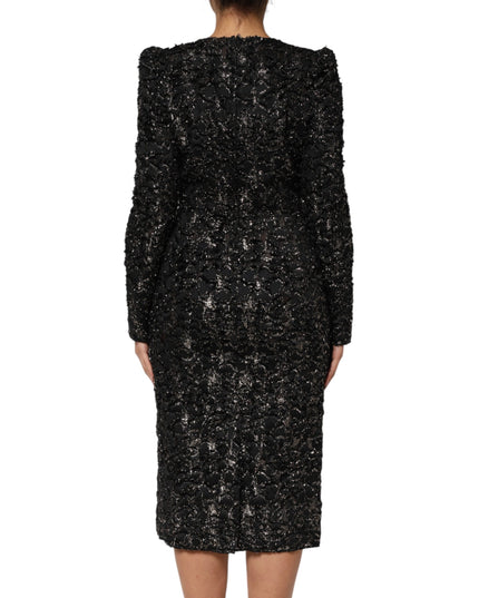 Dolce & Gabbana Black Sequin Bouclé Tweed Sheath Dress