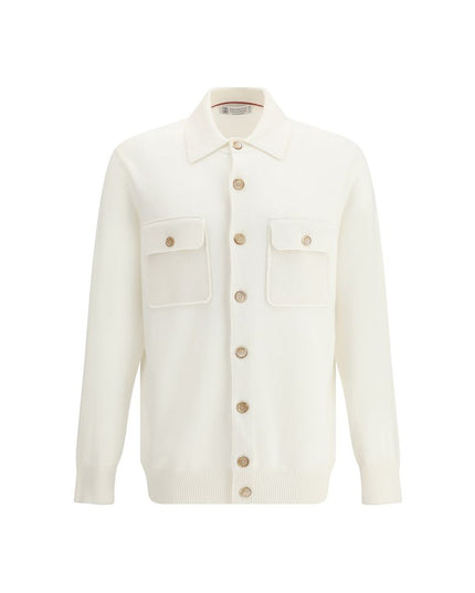 Brunello Cucinelli White Cashmere Cardigan