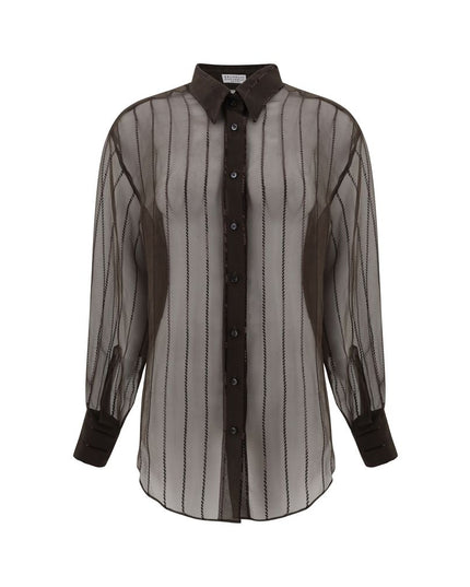 Brunello Cucinelli Brown Silk Blouse