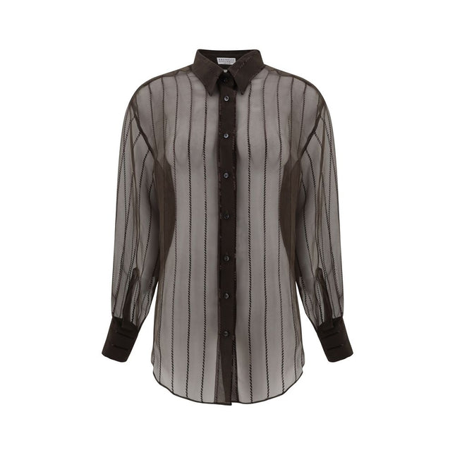 Brunello Cucinelli Brown Silk Blouse