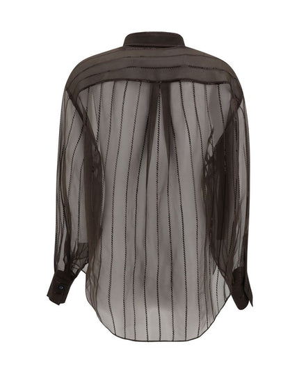 Brunello Cucinelli Brown Silk Blouse