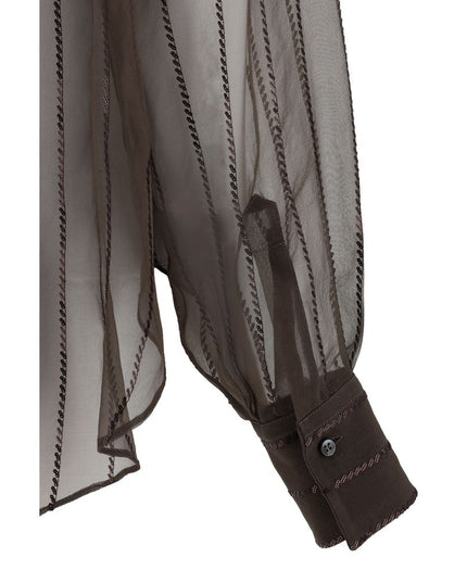 Brunello Cucinelli Brown Silk Blouse