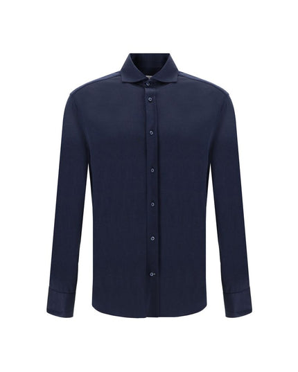 Brunello Cucinelli Blue Silk Shirt