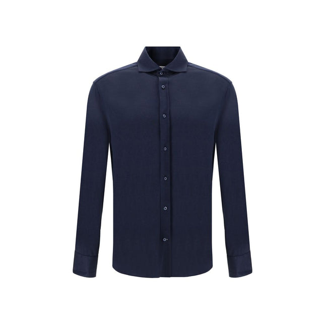 Brunello Cucinelli Blue Silk Shirt