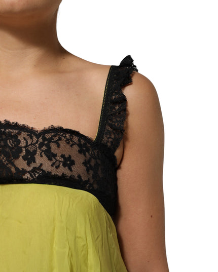 Dolce & Gabbana Yellow Black Babydoll Chemise Lingerie Dress