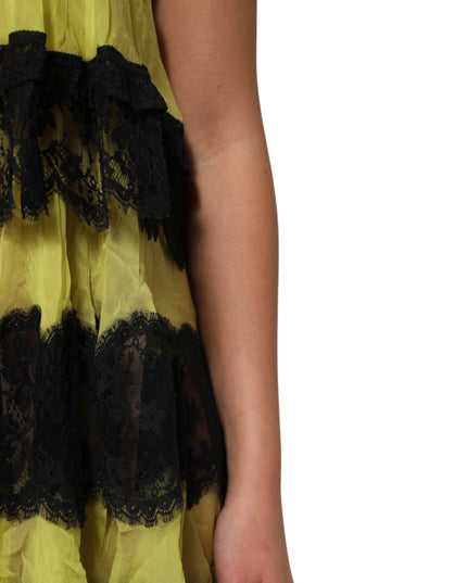 Dolce & Gabbana Yellow Black Babydoll Chemise Lingerie Dress