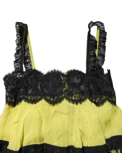 Dolce & Gabbana Yellow Black Babydoll Chemise Lingerie Dress