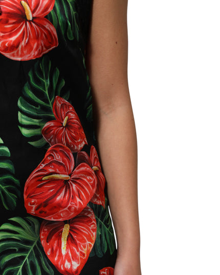 Dolce & Gabbana Black Floral Lace Trim Chemise Lingerie Dress