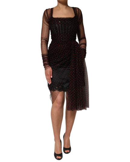 Dolce & Gabbana Black Lace Trim Long Sleeve Sheath Mini Dress