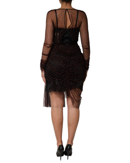 Dolce & Gabbana Black Lace Trim Long Sleeve Sheath Mini Dress