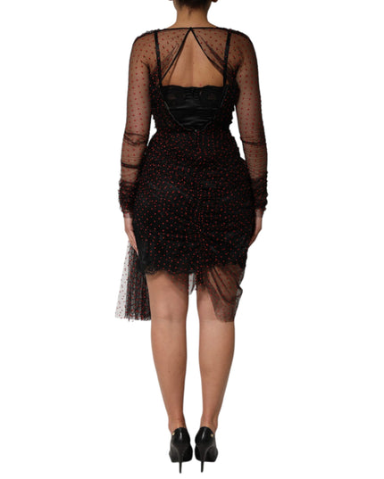 Dolce & Gabbana Black Lace Trim Long Sleeve Sheath Mini Dress