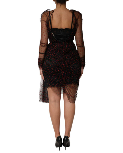 Dolce & Gabbana Black Lace Trim Long Sleeve Sheath Mini Dress