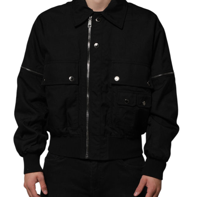 Dolce & Gabbana Black Patch Pocket Full Zip Bomber Jacket