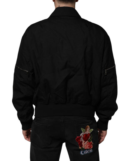 Dolce & Gabbana Black Patch Pocket Full Zip Bomber Jacket