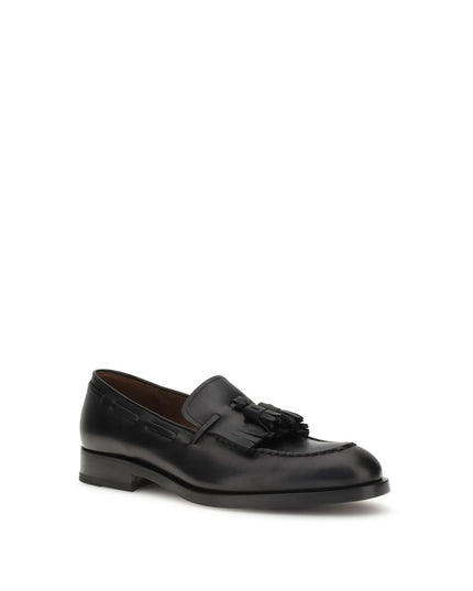 Fratelli Rossetti Black Calf Leather Bos Taurus Slip-On Loafers