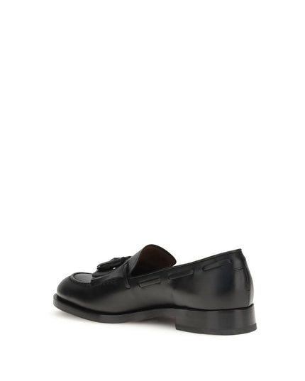 Fratelli Rossetti Black Calf Leather Bos Taurus Slip-On Loafers