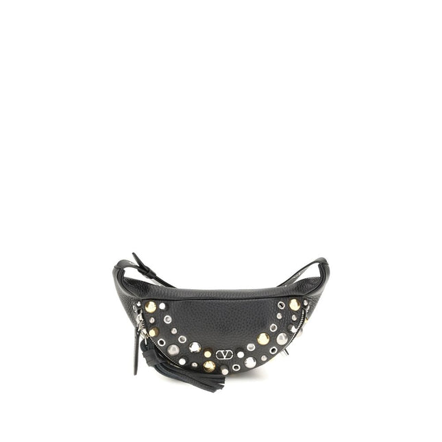 Valentino Garavani Black Calf Leather Bos Taurus Shoulder Bag