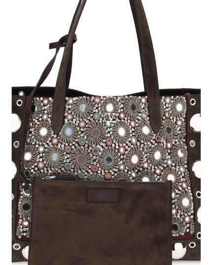 Valentino Garavani Brown Calf Leather Bos Taurus Shoulder Bag