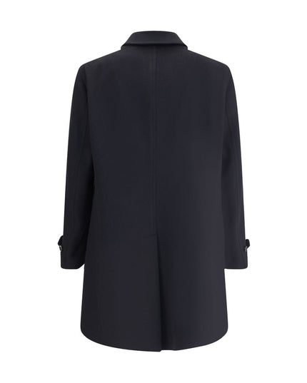 Lardini Black Fleece Wool Trench Coat