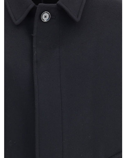 Lardini Black Fleece Wool Trench Coat