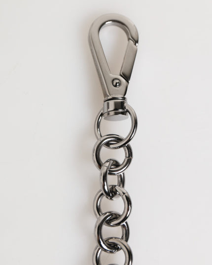 Dolce & Gabbana Black White DG Rubber Logo Silver Men Keychain Keyring