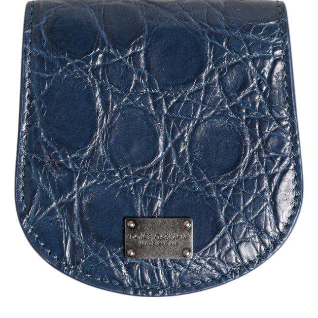 Dolce & Gabbana Blue Exotic Skin Coin Condom Case Holder Pocket Wallet