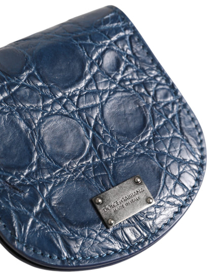 Dolce & Gabbana Blue Exotic Skin Coin Condom Case Holder Pocket Wallet