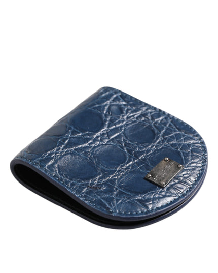 Dolce & Gabbana Blue Exotic Skin Coin Condom Case Holder Pocket Wallet
